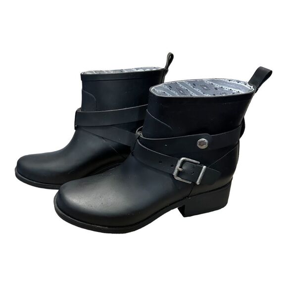 Lucky Brand rubber rain duck boots size 6 black - Picture 1 of 9